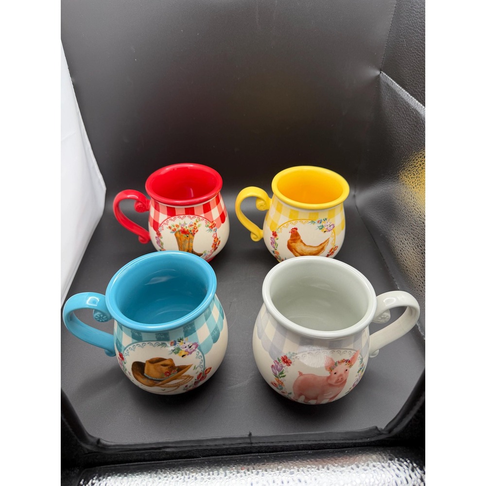The Pioneer Woman Novelty Gingham 16-oz Mugs.